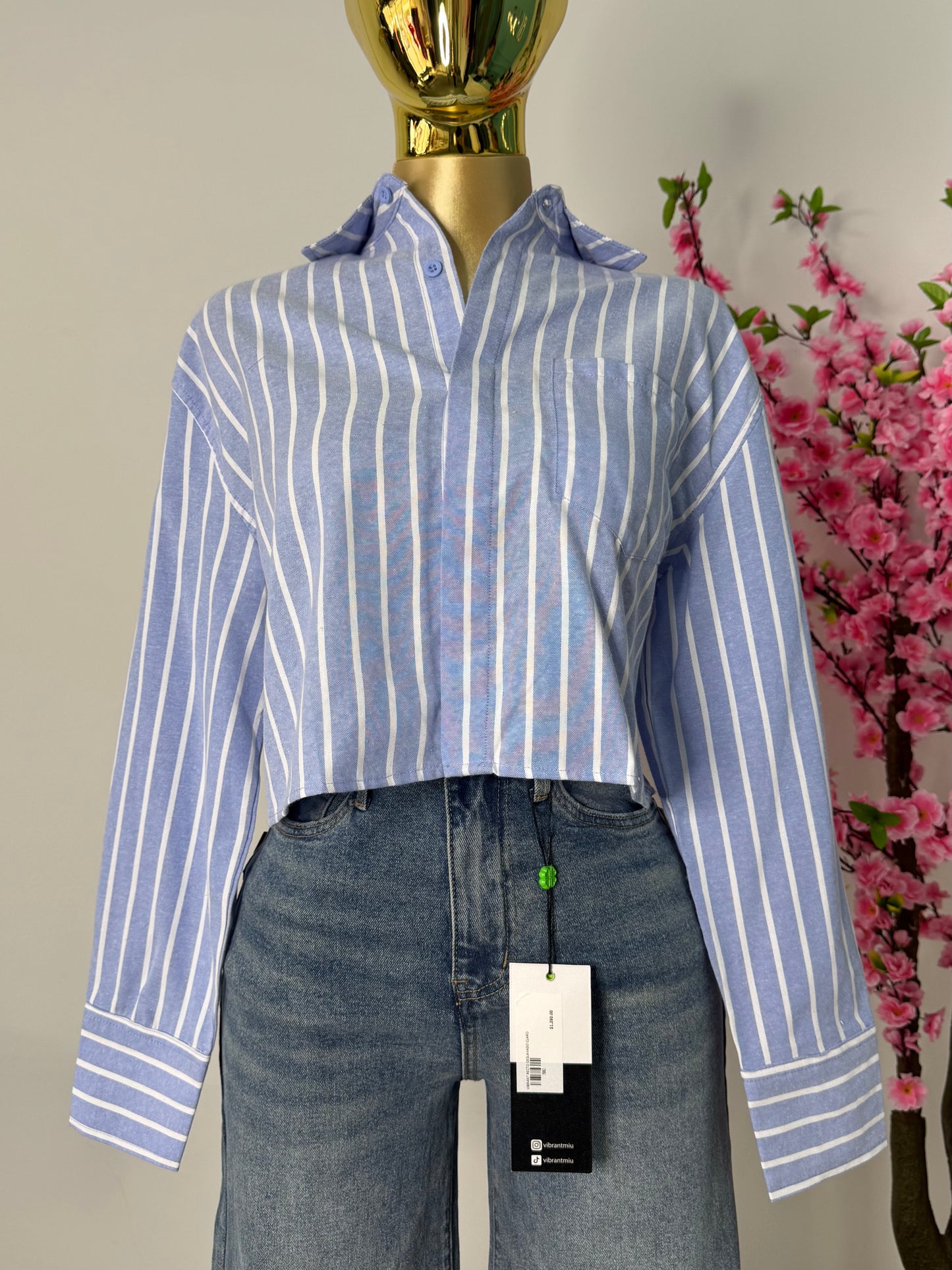 Camisa rayada azul con blanco