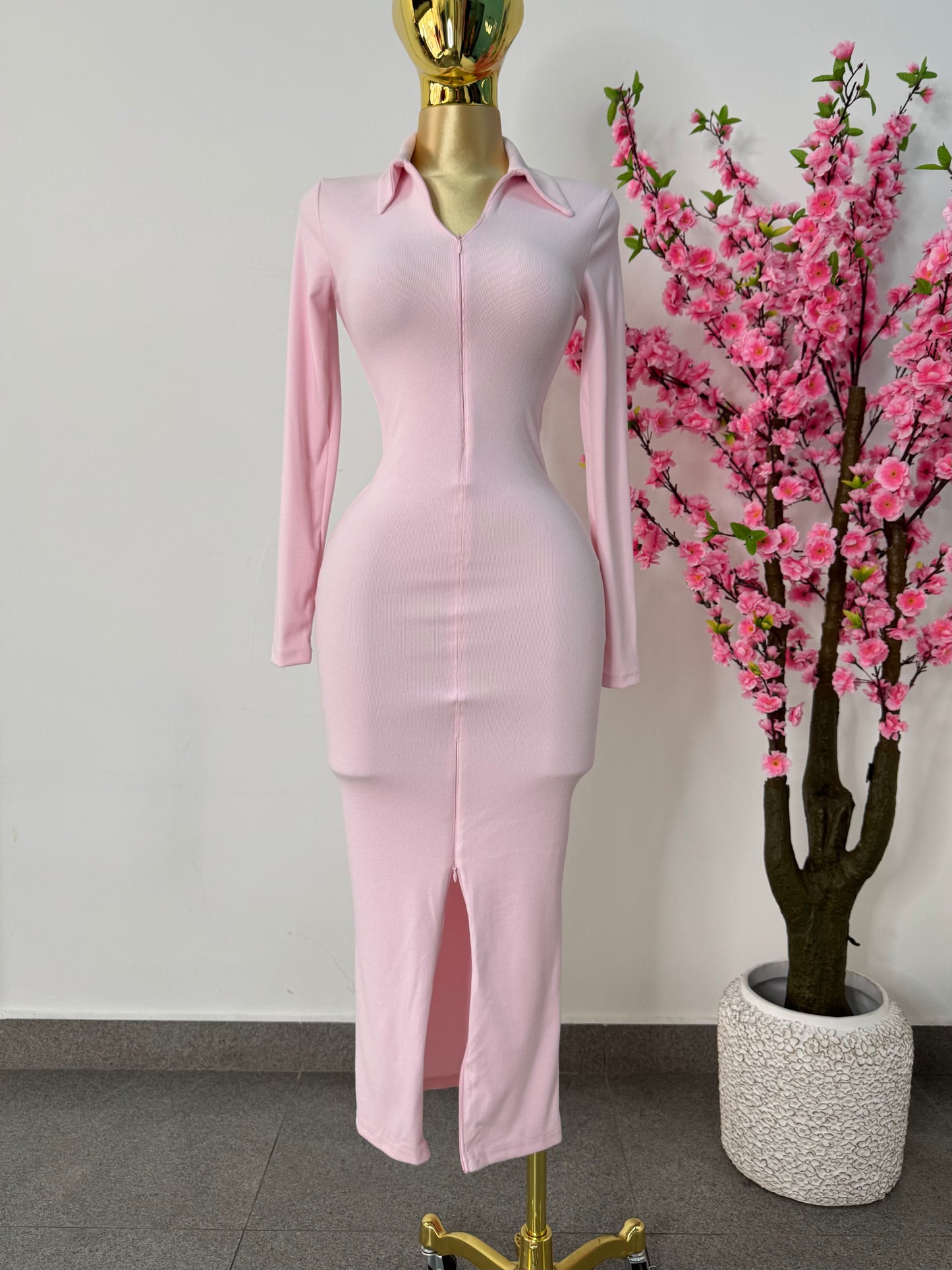 Vestido rosa pastel de algodon