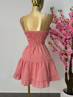 Vestido volado rojo con blanco