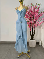 Vestido azul cielo de mesh