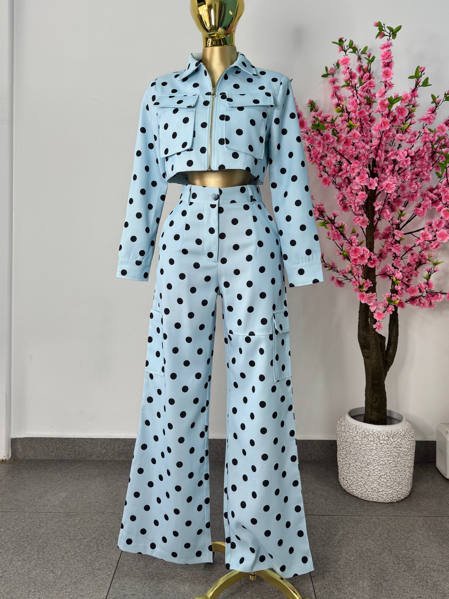 Set polka azul
