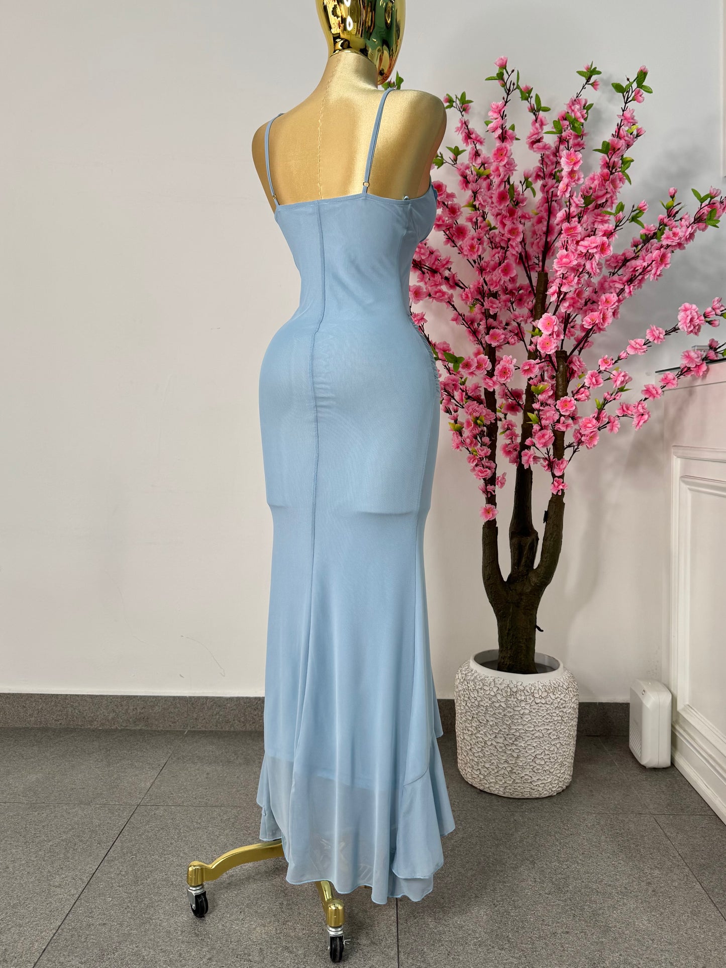 Vestido azul cielo de mesh