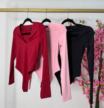 Body doble licra rosa pastel