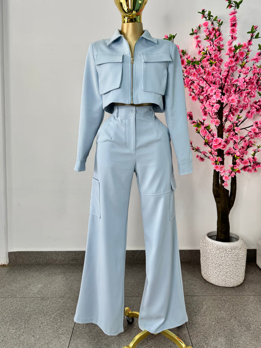Set jacket & pantalón baby blue