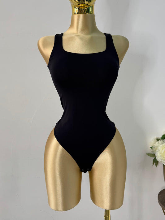 Body doble licra tirantes negra