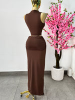 Set top & falda café doble licra