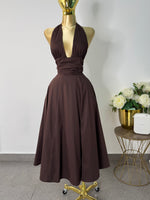 vestido midi tono cafe