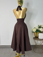 vestido midi tono cafe