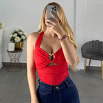 Blusa roja de corazón cuello halter