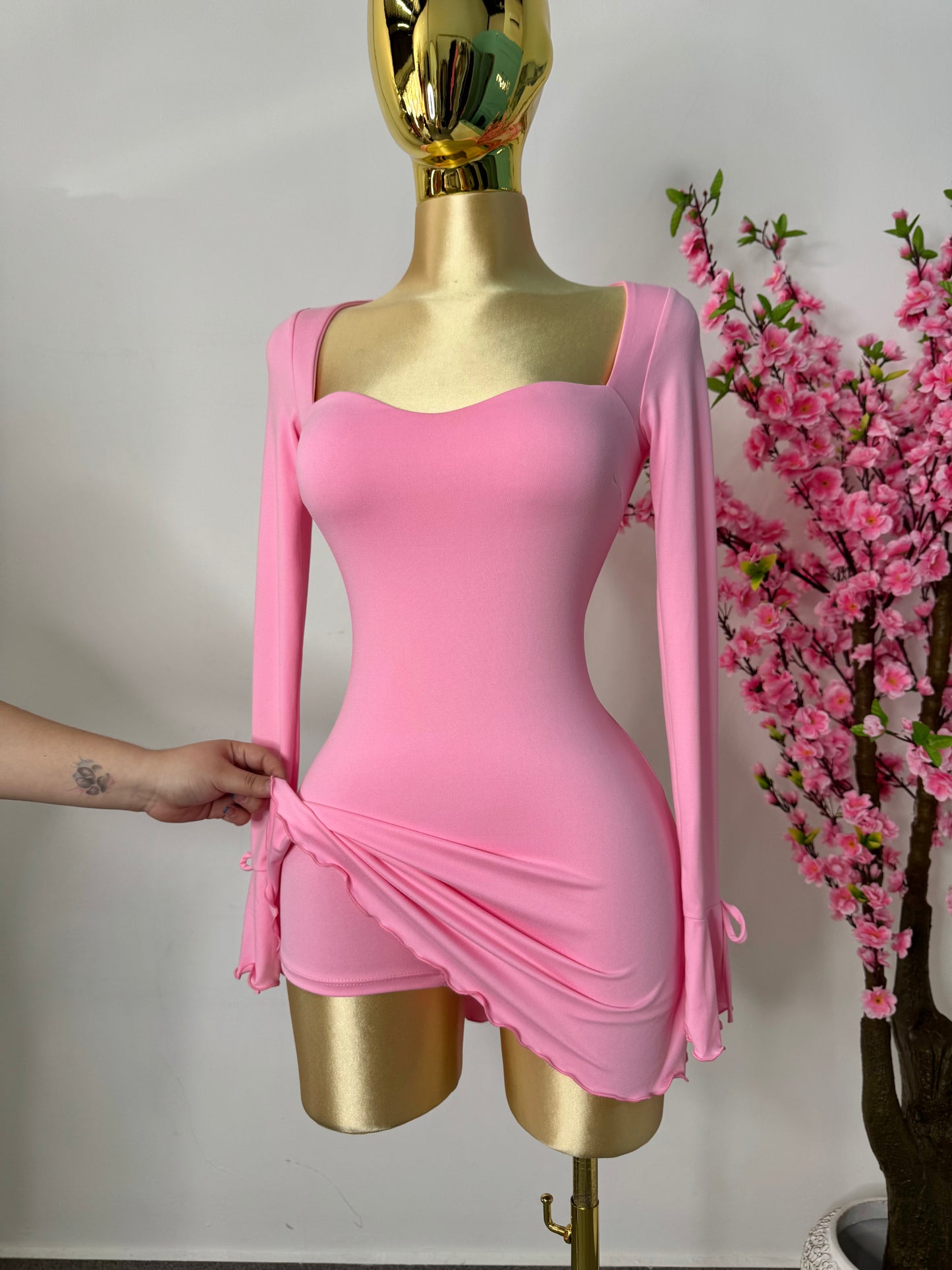 Vestido corto licra rosa chicle