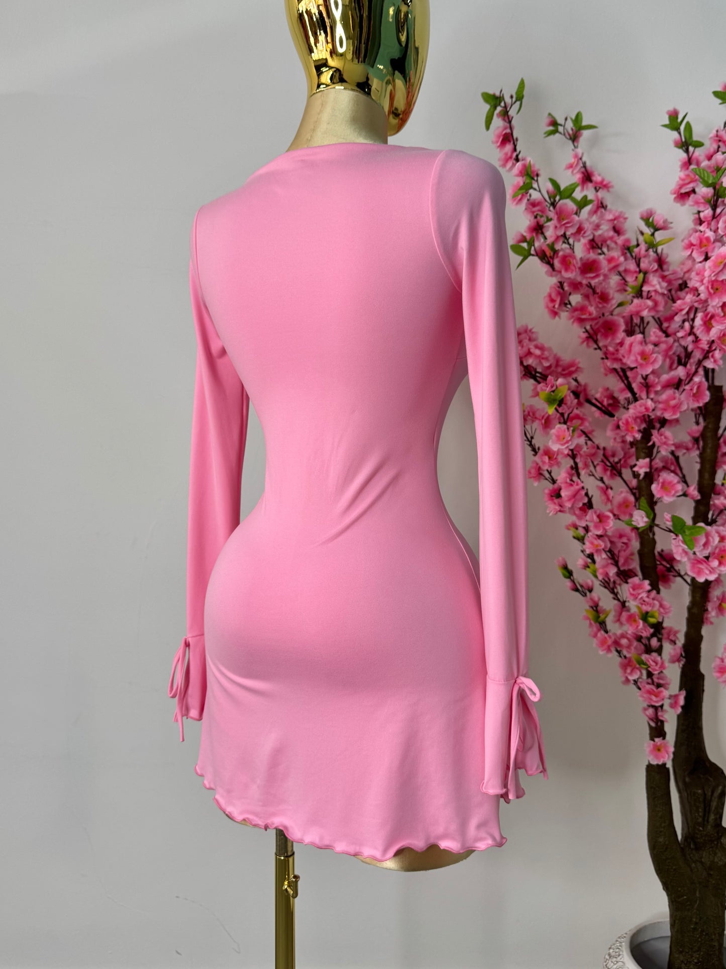 Vestido corto licra rosa chicle