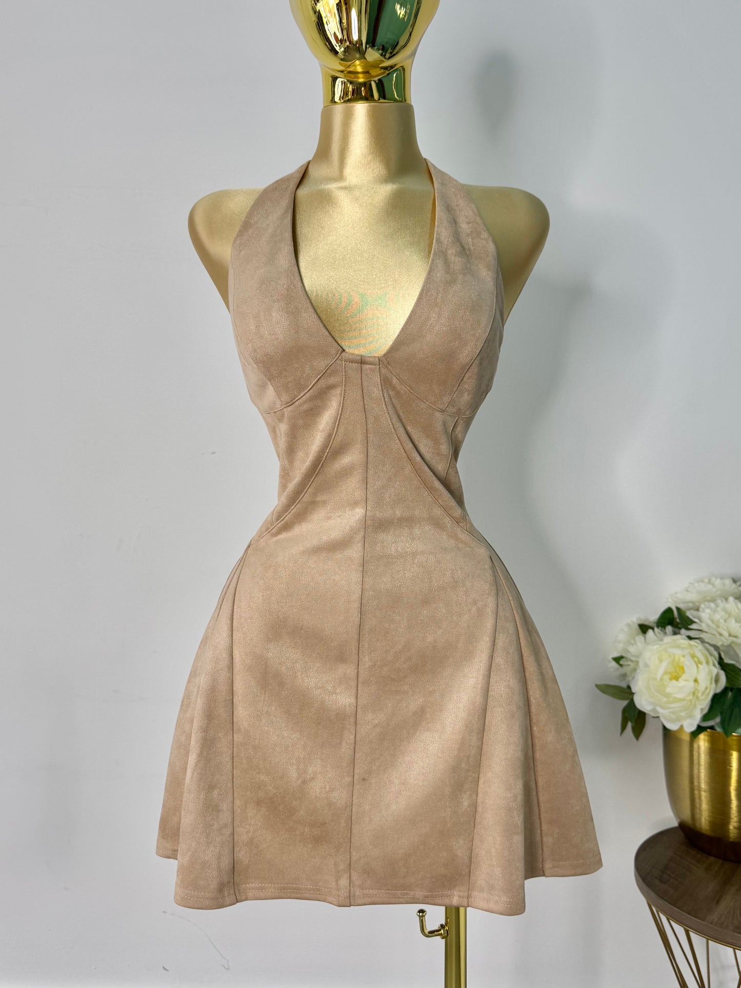 Vestido dress gamuza beige