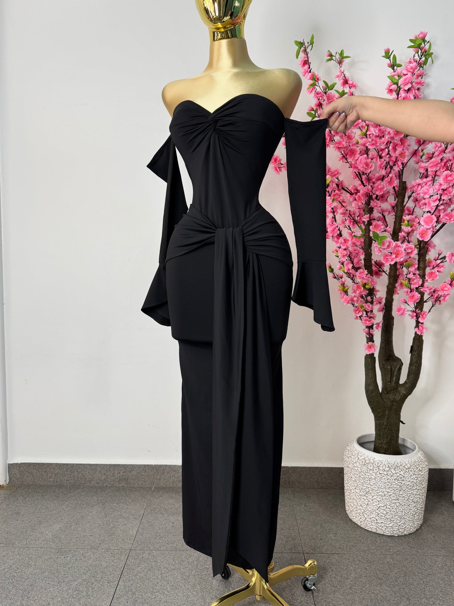 Vestido negro largo doble licra