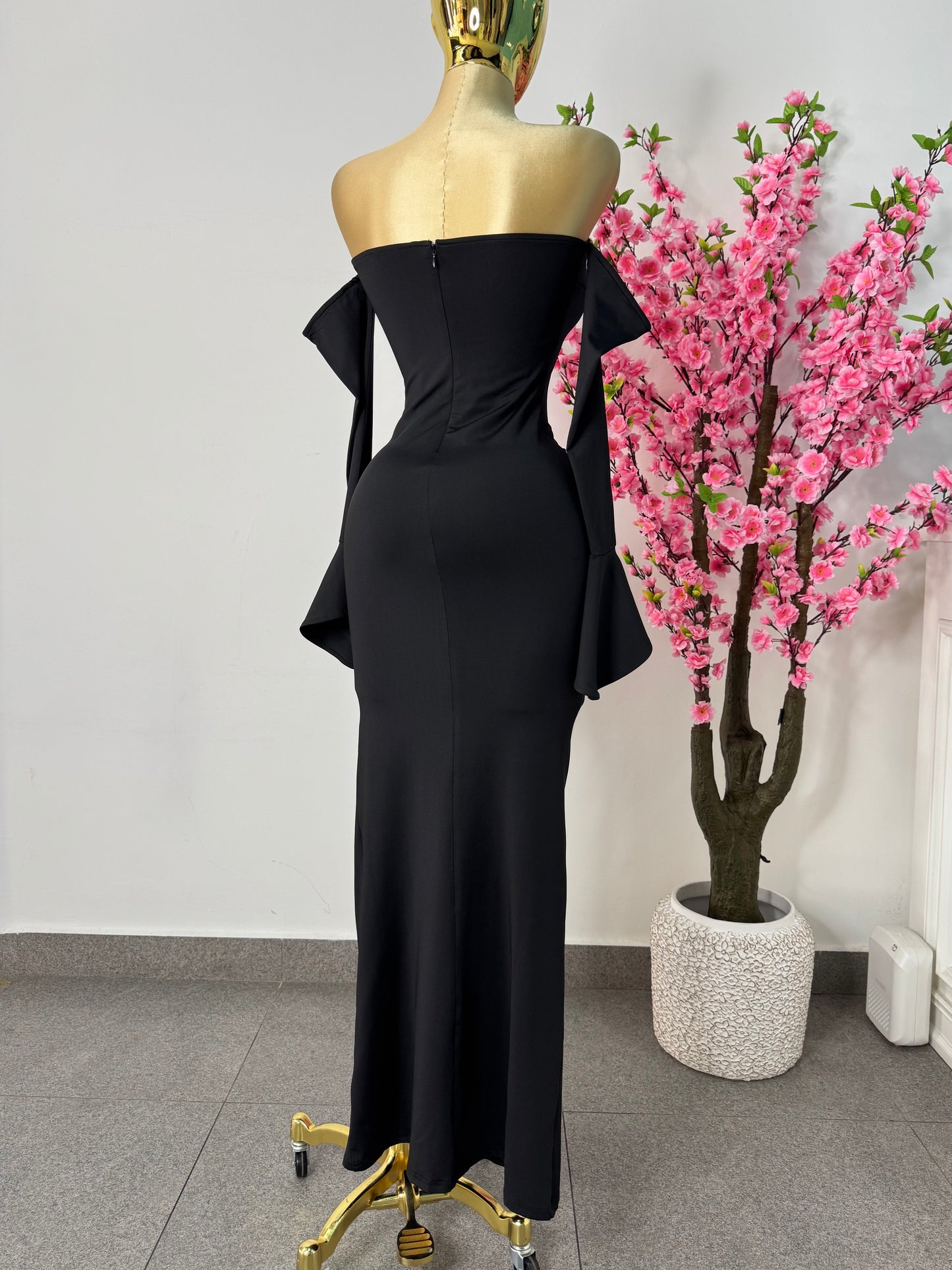 Vestido negro largo doble licra