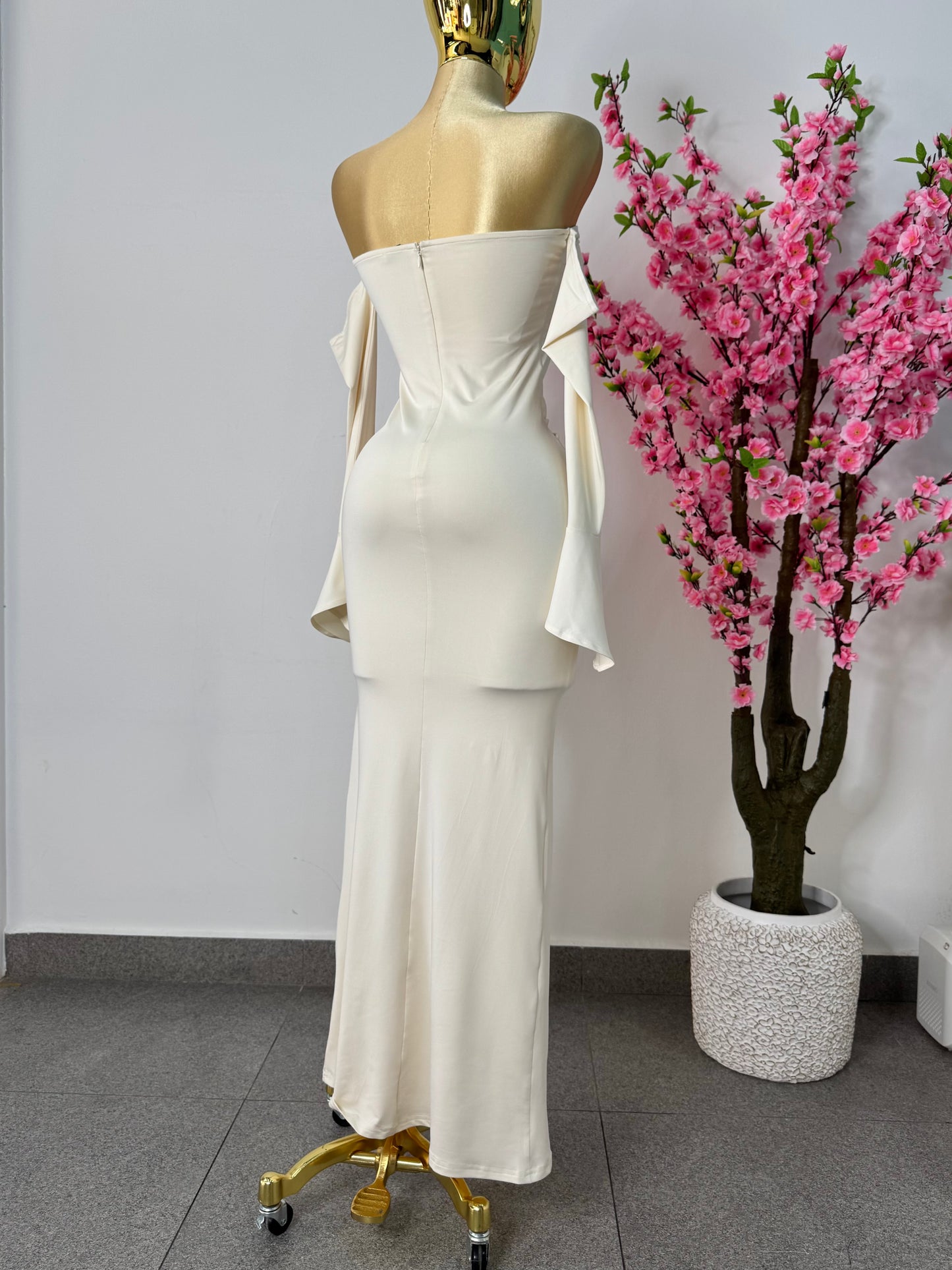 Vestido ivory largo doble licra