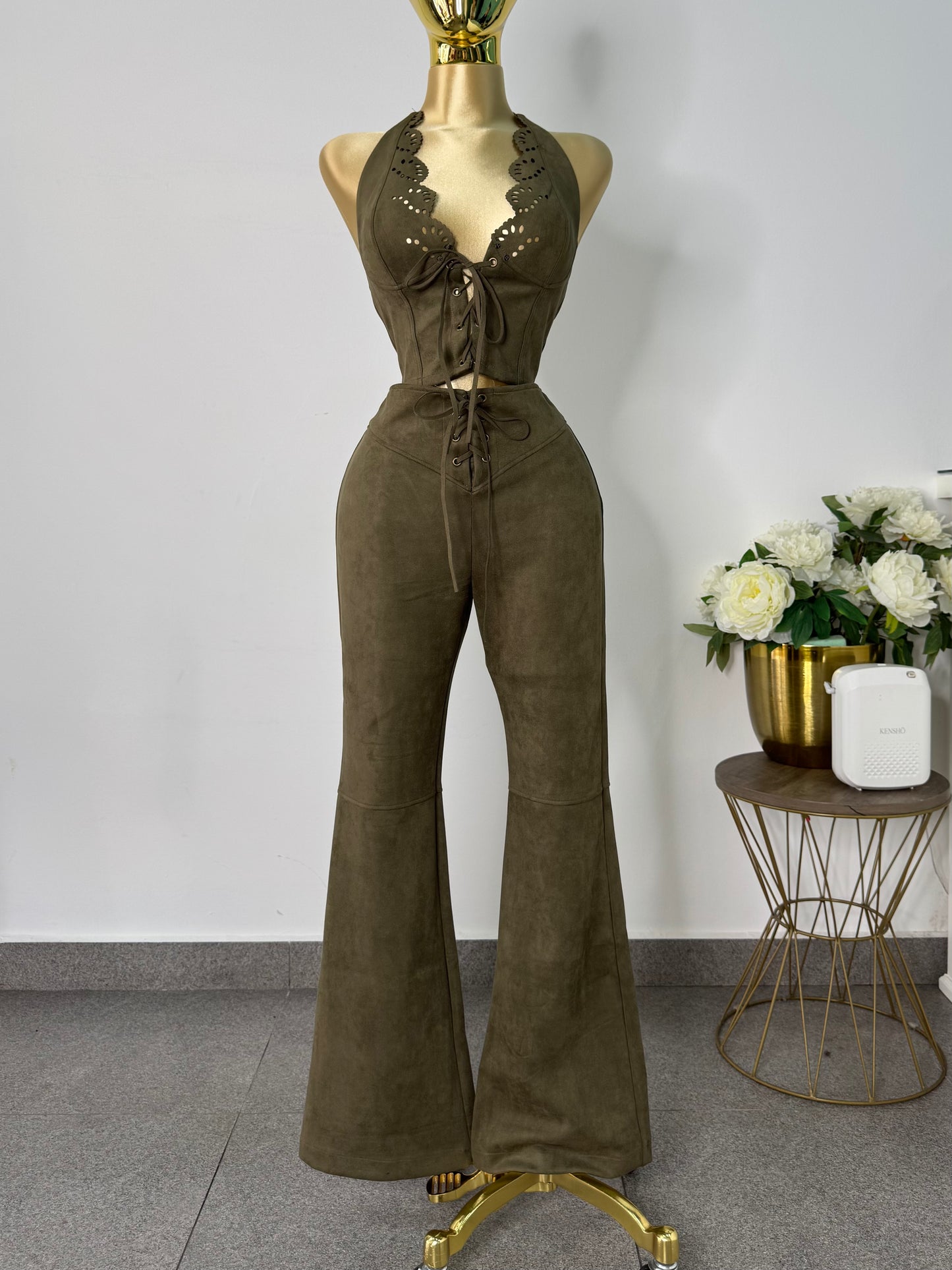 Set verde militar gamuza
