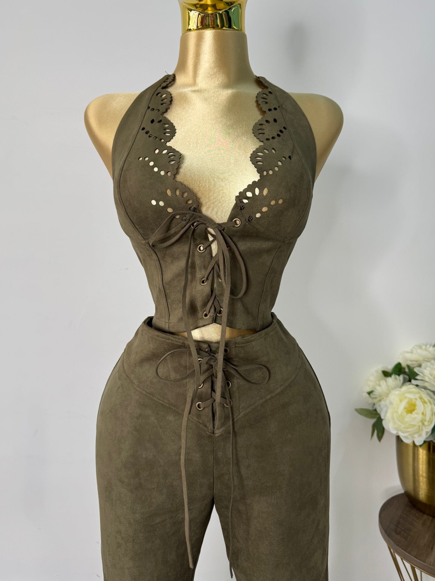 Set verde militar gamuza