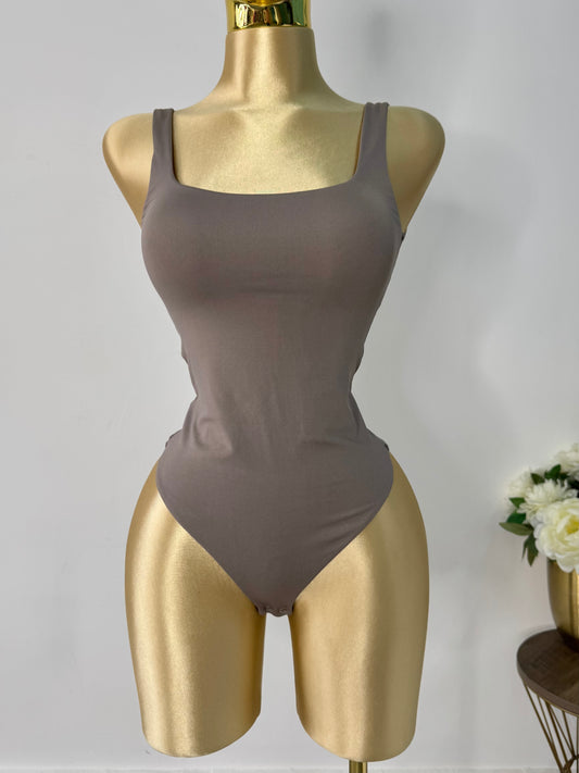 Body doble licra tirantes gris
