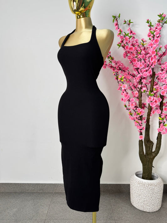 Vestido punto negro halter