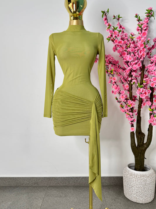 Vestido mesh verde olivo