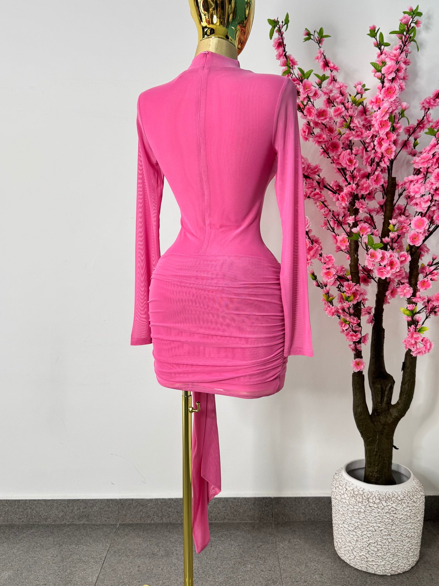 Vestido mesh rosa