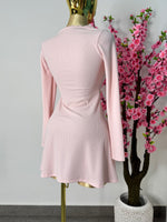 Vestido volado rosa pastel