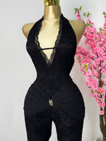 Palazo negro encaje cuello halter