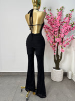 Palazo negro encaje cuello halter