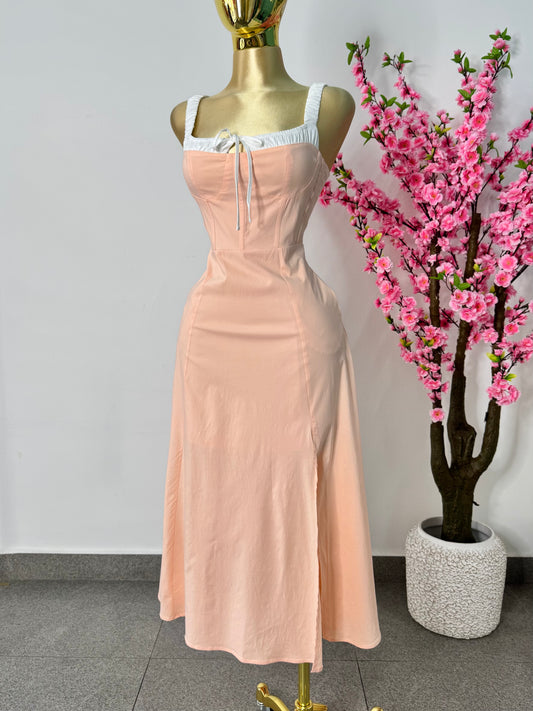 Vestido midi durazno