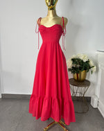 Vestido rojo volado largo