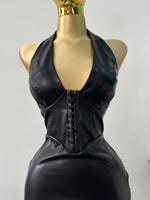 Vestido dress negro vinipiel