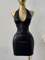Vestido dress negro vinipiel