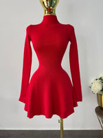 Vestido punto rojo manga larga