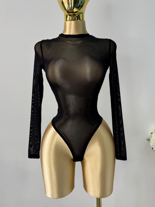 Body negro mesh liso
