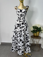 Vestido blanco con negro tirantes