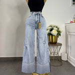 Mom jeans vibrant claro dobles tobillo