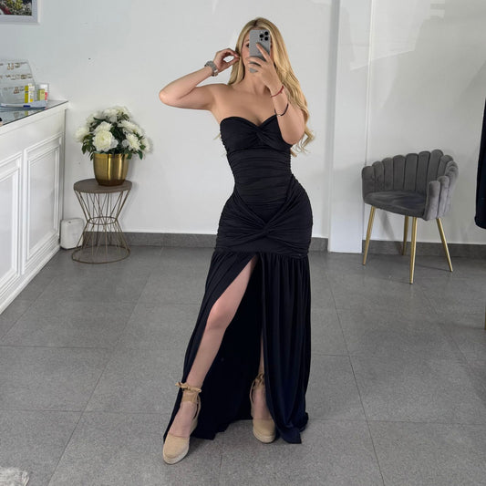 Vestido strapless negro