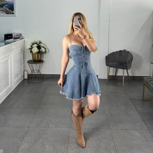 Vestido mezclilla claro