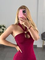 Vestido tinto halter