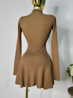 Vestido punto cafe manga larga