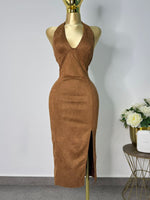 Vestido hater gamuza cafe