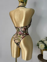 Body mesh halter floreado