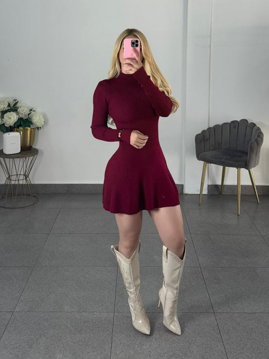 Vestido punto tinto manga larga