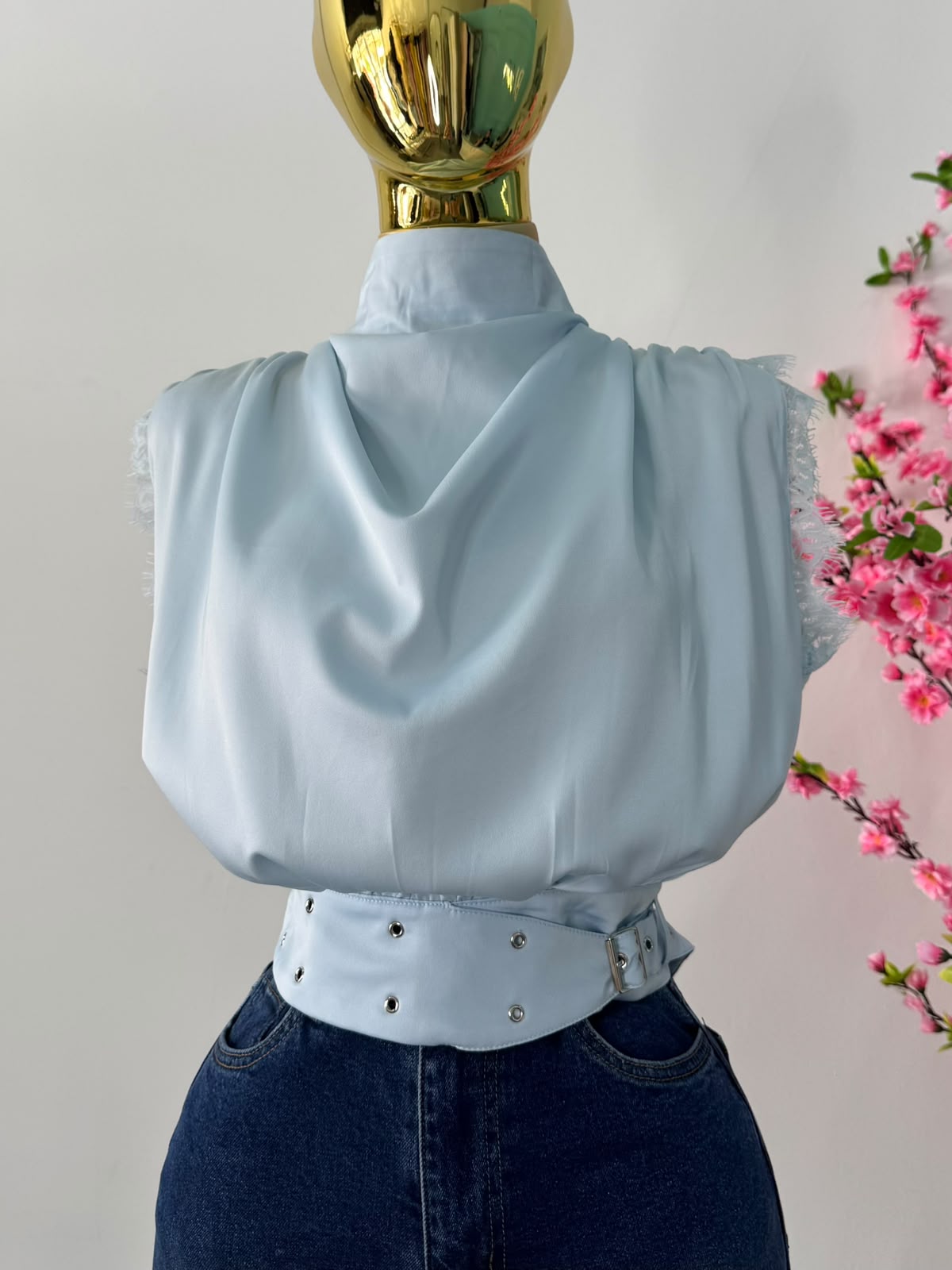Blusa manga sacada baby blue