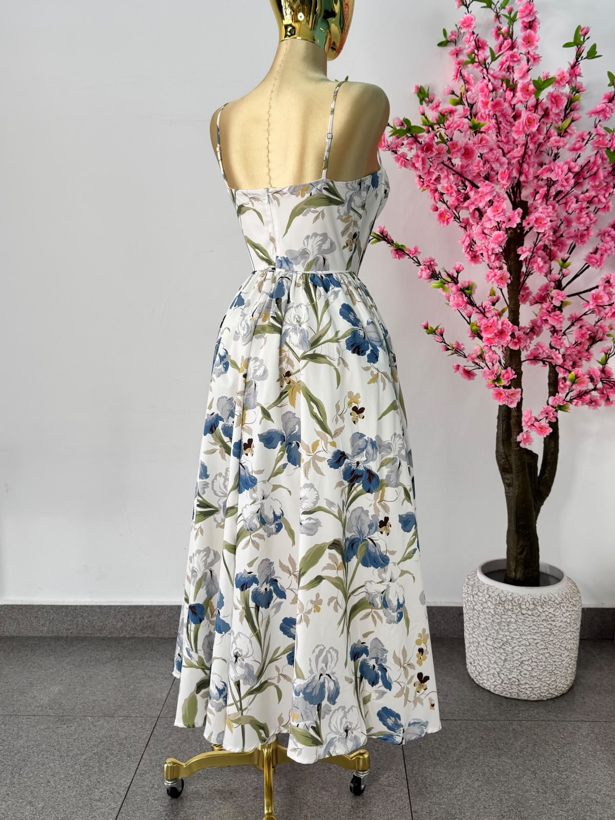 Vestido midi floreado tonos azul & verde
