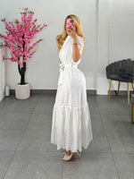 Vestido midi blanco encaje