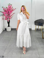 Vestido midi blanco encaje