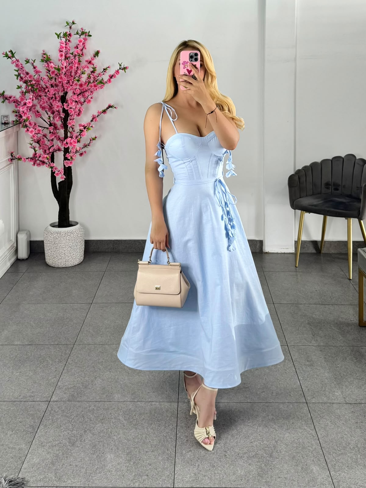 Vestido midi baby blue