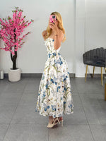 Vestido midi floreado tonos azul & verde