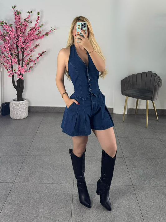 Jumper halter mezclilla